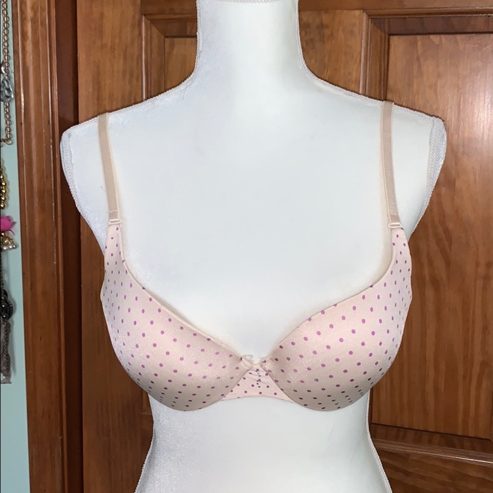 36B purple polka dot bra removable straps